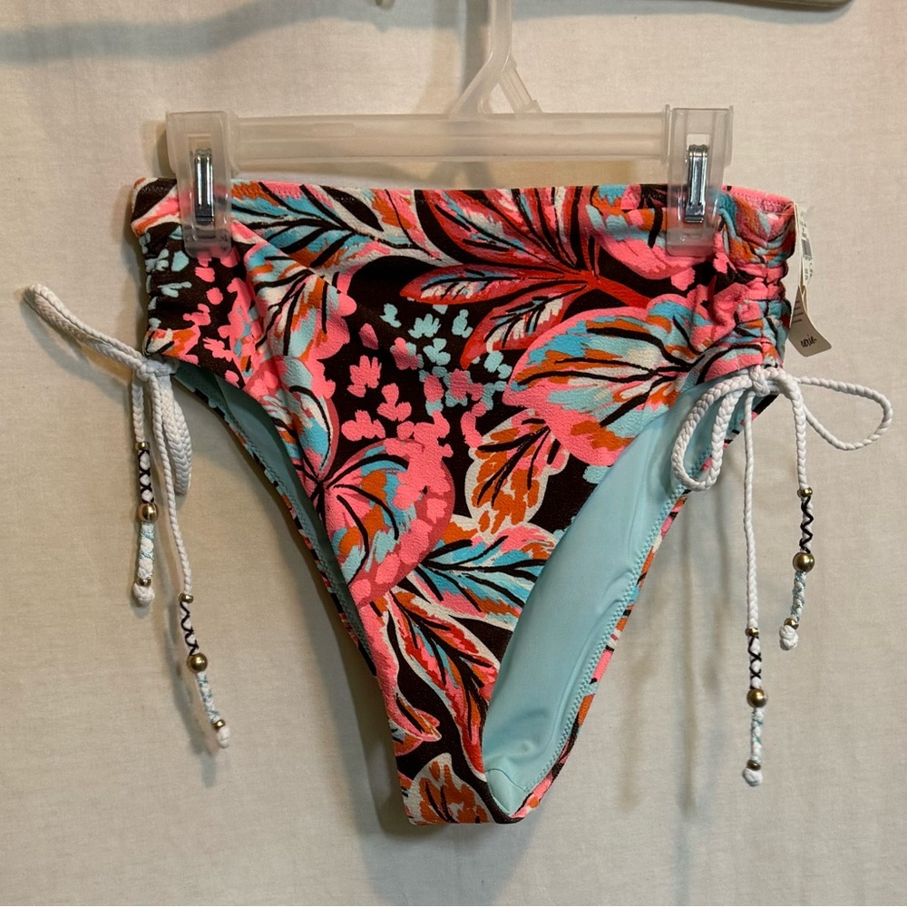 AA-518 Aerie NWT High Cut Cheeky Floral Summer Swim Bikini Bottoms Size S
